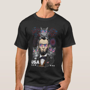Abe Lincoln Katzenliebhaber Lustig 4. Juli Unabhän T-Shirt