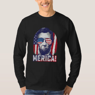 Abe Lincoln Merica 4. Juli USA Patriotischer Gra T-Shirt
