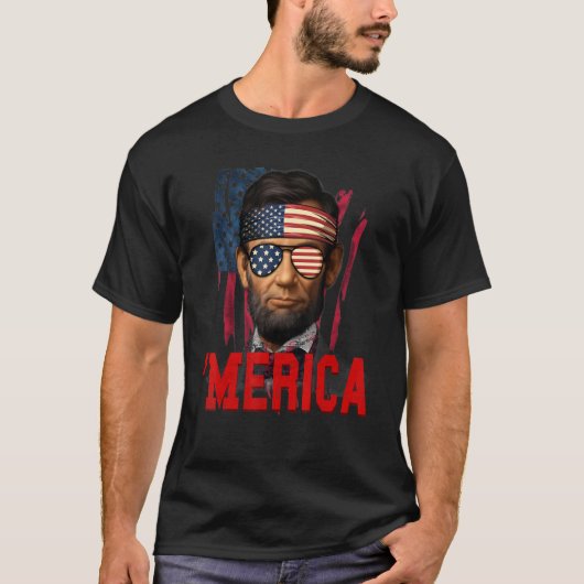 Abe Lincoln Merica Independence Day 4. Juli T-Shirt (Vorderseite)