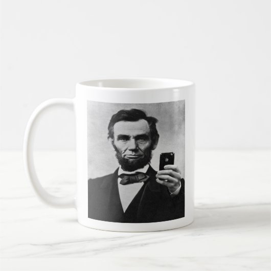 Abe Lincoln mit Handy Kaffeetasse (Links)