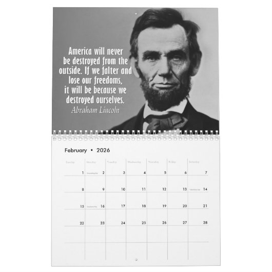 Abe Lincoln Quotes mit Foto Kalender (Feb 2026)