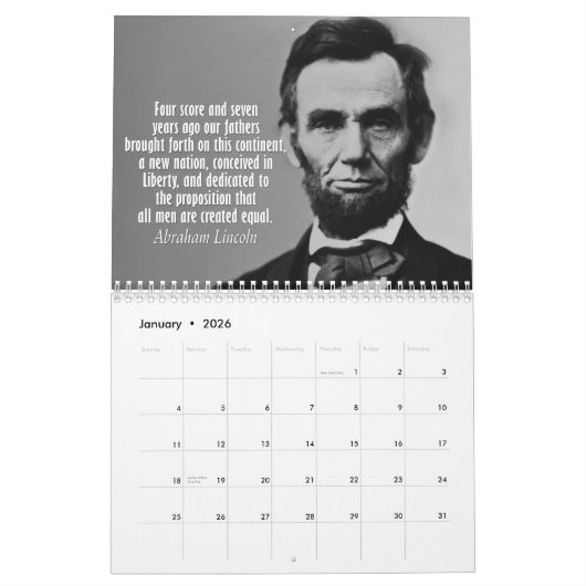 Abe Lincoln Quotes mit Foto Kalender (Jan 2026)