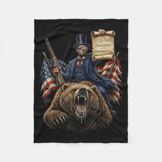 Abe Lincoln Reitbär Mit Deklaration Lustig Fleecedecke (Vorderseite)