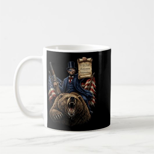 Abe Lincoln Reitbär Mit Deklaration Lustig Kaffeetasse (Links)