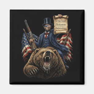 Abe Lincoln Reitbär Mit Deklaration Lustig Magnet