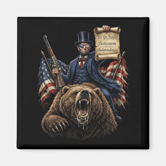 Abe Lincoln Reitbär Mit Deklaration Lustig Magnet (Vorne)