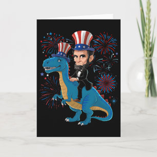Abe Lincoln reitet auf einem Dinosaurier Lustiger Karte
