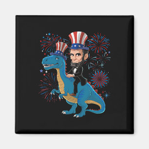 Abe Lincoln reitet auf einem Dinosaurier Lustiger  Magnet