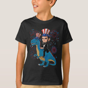 Abe Lincoln reitet auf einem Dinosaurier Lustiger T-Shirt
