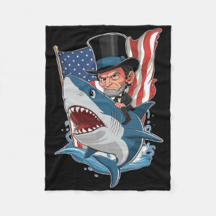Abe Lincoln Riding Shark Phantastischer Amerikanis Fleecedecke