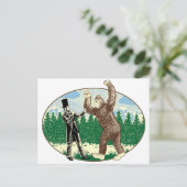 ABE LINCOLN: SASQUATCH HUNTER - Funny Bigfoot Logo Postkarte (Stehend Vorderseite)