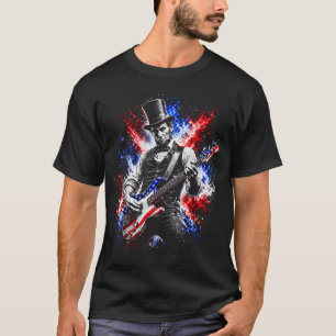 Abe Lincoln spielt Gitarre USA-Flagge 4. Juli T-Shirt