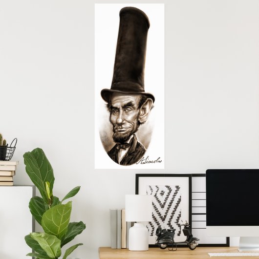 Abe Lincoln Stovepipe Hat Karikatur Poster (Heimbüro)