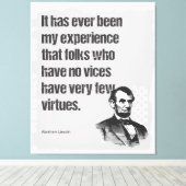 Abe Lincoln Vice & Virtue Quote Art Leinwanddruck (Insitu (Holzboden))