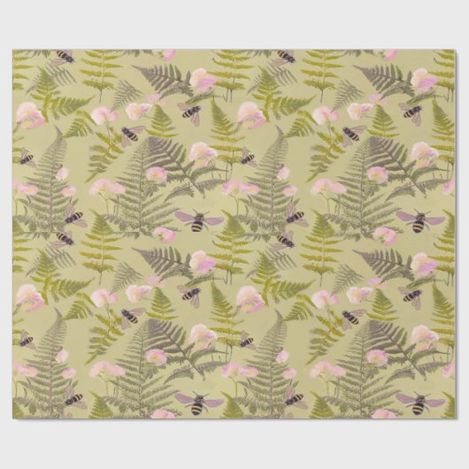 Abejas y hojas de helecho geschenkpapier (Flach)