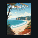 Abel Tasman Nationalpark Neuseeland Reiseroute Ret Postkarte<br><div class="desc">Abel Tasman Vektorgrafik Design. Es ist bekannt für den Abel Tasman Coast Track,  einen langen Weg über Strände und über die Klettersteige zwischen Marahau im Süden und Wainui im Norden.</div>