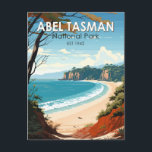 Abel Tasman Nationalpark Neuseeland Reiseroute Ret Postkarte<br><div class="desc">Abel Tasman Vektorgrafik Design. Es ist bekannt für den Abel Tasman Coast Track,  einen langen Weg über Strände und über die Klettersteige zwischen Marahau im Süden und Wainui im Norden.</div>