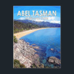 Abel Tasman Nationalpark Neuseeland Vintag Postkarte<br><div class="desc">Abel Tasman Vektorgrafik Design. Es ist bekannt für den Abel Tasman Coast Track,  einen langen Weg über Strände und über die Klettersteige zwischen Marahau im Süden und Wainui im Norden.</div>