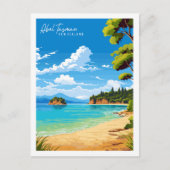 Abel Tasman Neuseeland Reise-Illustration Postkarte (Vorderseite)