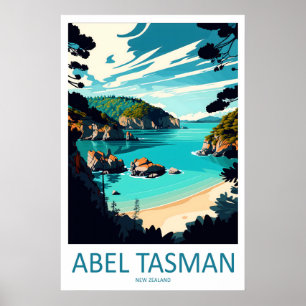Abel Tasman Neuseeland Reiseplakat Vintage Ski Poster