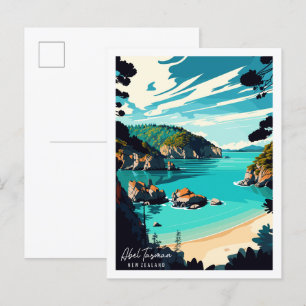 Abel Tasman Neuseeland vintage Reiseort Postkarte