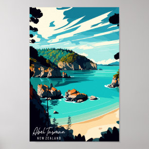 Abel Tasman New Zealand Vintage Poster