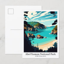 Abel Tasman New Zealand Vintage Travel Portrait