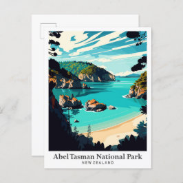 Abel Tasman New Zealand Vintage Travel Portrait Postkarte