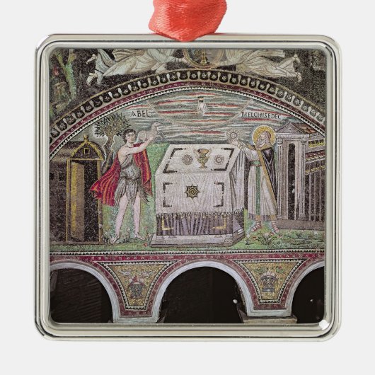 Abel und Melchisedech, die am Altar anbieten Silbernes Ornament (Vorne)