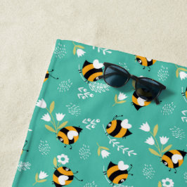 Abelhas fofas com flores strandtuch