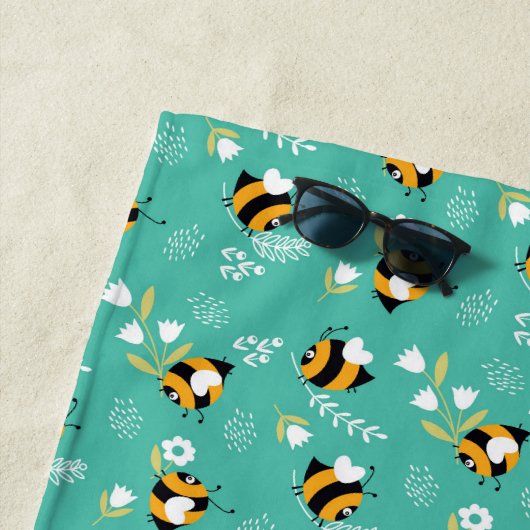 Abelhas fofas com flores strandtuch (Beispiel)