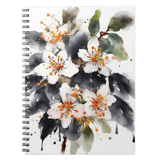 Abelia - Aquarellblumen Notizblock (Vorderseite)