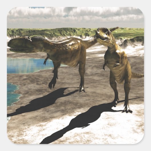 Abelisaurus 2 quadratischer aufkleber (Vorderseite)