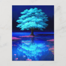 Abend am bezaubernden Blauen Baum Postkarte