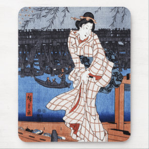 Abend am Fluss von Utagawa Hiroshige Mousepad