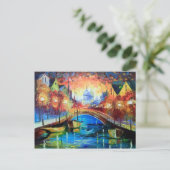 Abend Amsterdam Postkarte (Stehend Vorderseite)