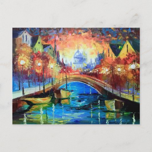 Abend Amsterdam Postkarte (Vorderseite)