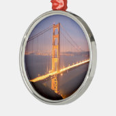 Abend an der Golden Gate Bridge Silbernes Ornament (Links)