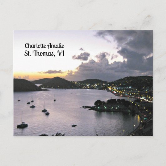 Abend auf Charlotte Amalie, St. Thomas VI Postkarte (Vorderseite)