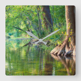 Abend auf Cypress Creek Quadratische Wanduhr