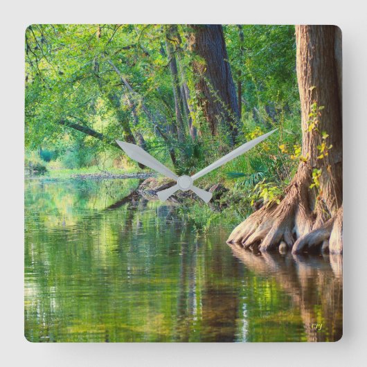 Abend auf Cypress Creek Quadratische Wanduhr (Vorderseite)