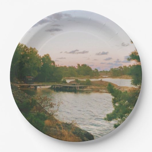 Abend auf dem schwedischen Archipel Pappteller (Vorderseite)