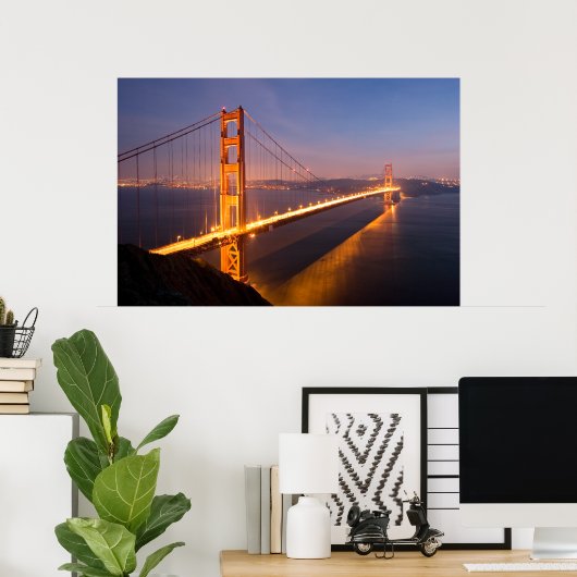 Abend auf der Golden Gate Bridge Poster (Heimbüro)