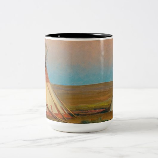 Abend auf der Reservierung für Blackfeet durch Dix Zweifarbige Tasse (Mittel)