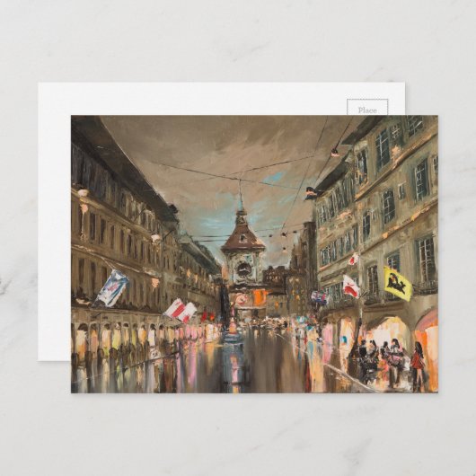 Abend auf Kramgasse Postkarte (Vorne/Hinten)