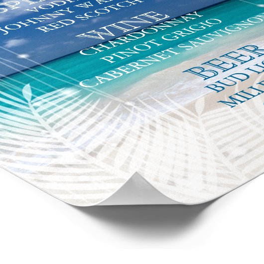 Abend Beach Wedding - Bar Menu Poster (Ecke)