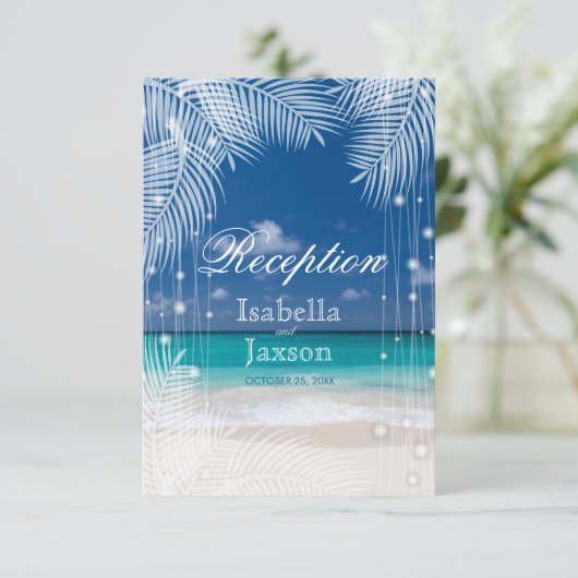 Abend Beach Wedding - Empfang Einladung (Stehend Vorderseite)