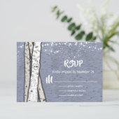 Abend Birch Tree Hochzeit Tinkle Lichter UAWG RSVP Karte (Stehend Vorderseite)