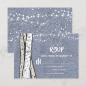 Abend Birch Tree Hochzeit Tinkle Lichter UAWG RSVP Karte (Vorne/Hinten)
