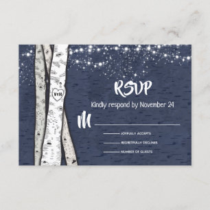 Abend Birch Tree Hochzeit Tinkle Lichter UAWG RSVP Karte
